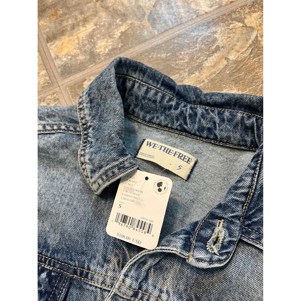 We The Free Marci Cuffed Shortalls Women S Blue New Denim Romper - Picture 4 of 9